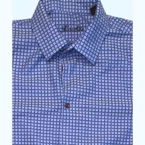 Tasso Elba Men's Blue Patterned Dress Shirt XL Blue Dance Party Las Vegas Date‎